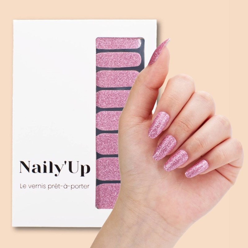 Vernis autocollant shining pink - manucure facile longue tenue