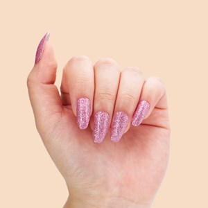 Vernis autocollant shining pink - manucure facile longue tenue Rose pailletée
