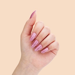 Vernis autocollant shining pink - manucure facile longue tenue Rose pailletée
