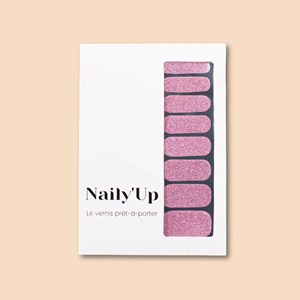 Vernis autocollant shining pink - manucure facile longue tenue Rose pailletée