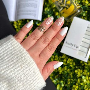 Vernis autocollant spring time - manucure facile longue tenue Blanc fleuri