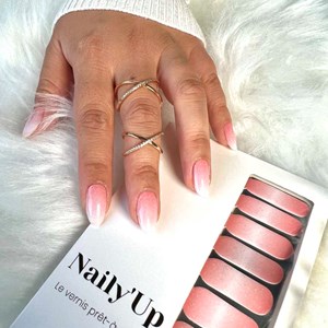 Vernis autocollant shiny babyboomer - manucure facile longue tenue Babyboomer rose pailleté