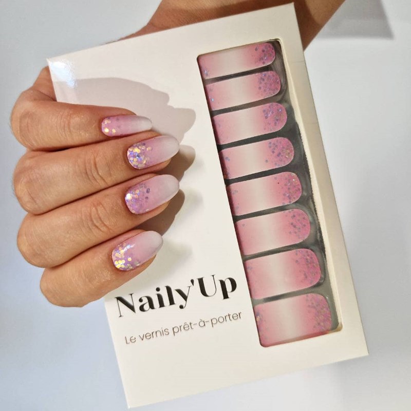 Vernis autocollant baby boomer glitter - manucure facile longue tenue