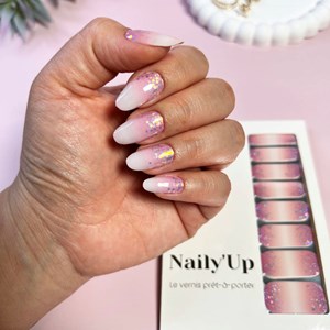 Vernis autocollant baby boomer glitter - manucure facile longue tenue Babyboomer rose confettis