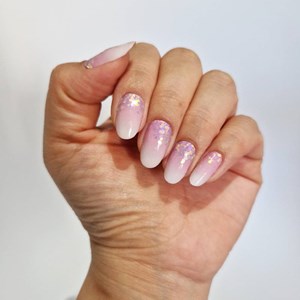 Vernis autocollant baby boomer glitter - manucure facile longue tenue Babyboomer rose confettis