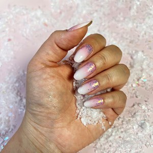 Vernis autocollant baby boomer glitter - manucure facile longue tenue Babyboomer rose confettis