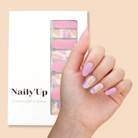 Vernis autocollant pink foliage - manucure facile longue tenue
