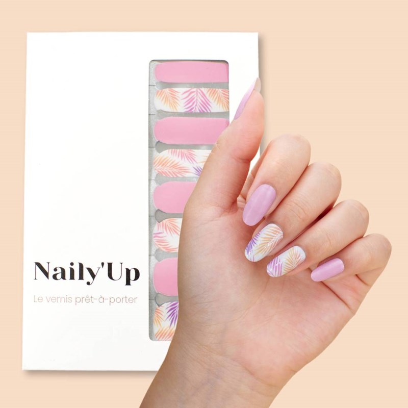Vernis autocollant pink foliage - manucure facile longue tenue