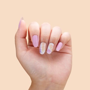 Vernis autocollant pink foliage - manucure facile longue tenue Rose tropicale