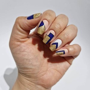 Vernis autocollant geometric nails - manucure facile longue tenue Graphique bleu et or