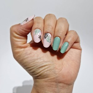 Vernis autocollant tropic breeze - manucure facile longue tenue Vert d’eau et rose tropical