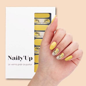 Vernis autocollant sunlight - manucure facile longue tenue Jaune soleil et feuillage noir
