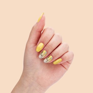 Vernis autocollant sunlight - manucure facile longue tenue Jaune soleil et feuillage noir