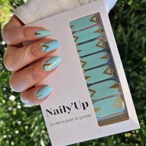 Vernis autocollant mint goldy - manucure facile longue tenue Menthe et or graphique