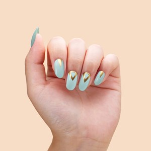 Vernis autocollant mint goldy - manucure facile longue tenue Menthe et or graphique