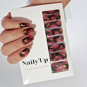 Vernis autocollant golden velvet - manucure facile longue tenue Bordeaux et or velours