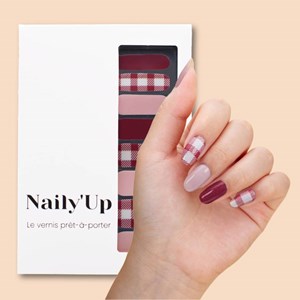 Vernis autocollant gingham love - manucure facile longue tenue Vichy bordeaux