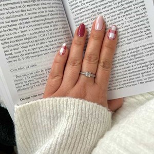 Vernis autocollant gingham love - manucure facile longue tenue Vichy bordeaux