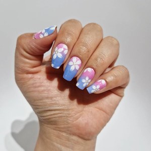 Vernis autocollant twilight blooms - manucure facile longue tenue Bleu sakura