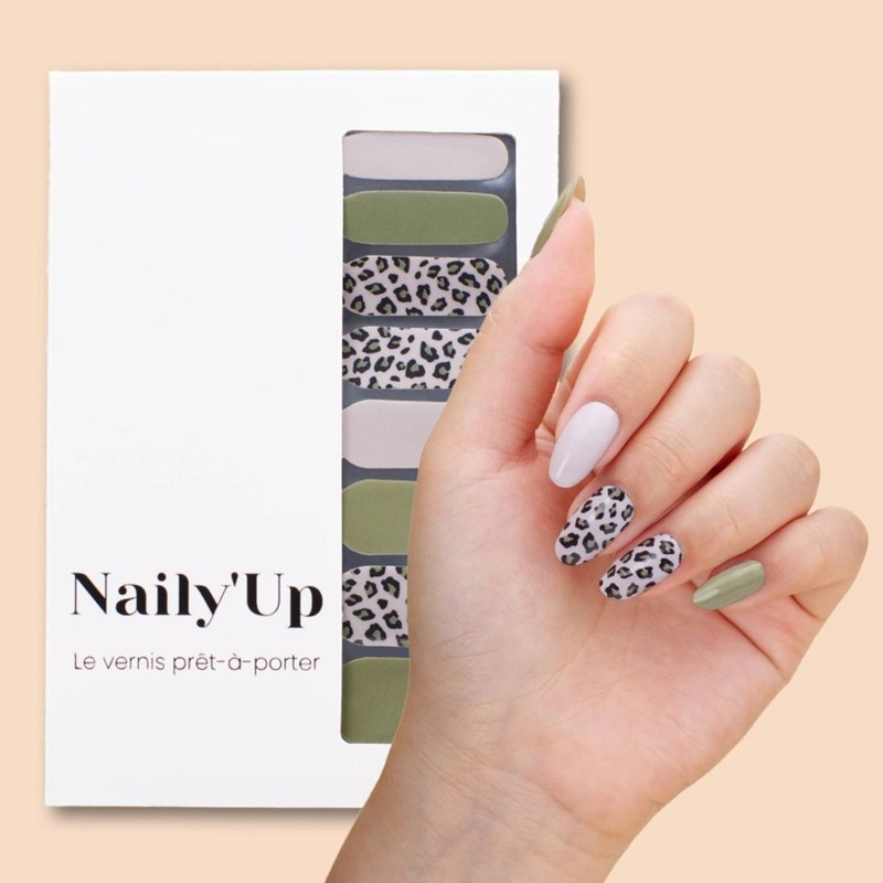 Vernis autocollant green leopard - manucure facile longue tenue