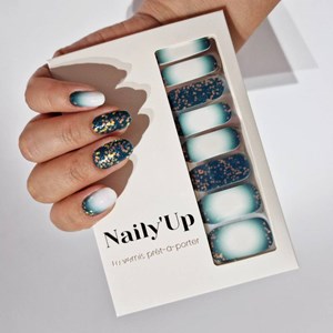 Vernis autocollant glacial confetti - manucure facile longue tenue Pétrole confettis