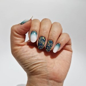 Vernis autocollant glacial confetti - manucure facile longue tenue Pétrole confettis