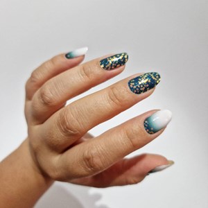 Vernis autocollant glacial confetti - manucure facile longue tenue Pétrole confettis