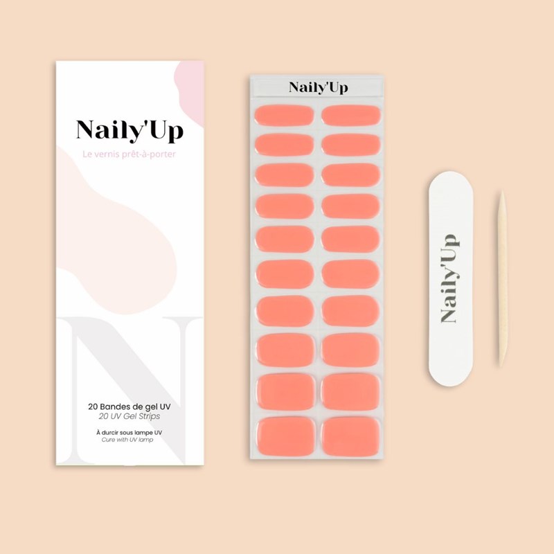Naily'Up - Stickers ongles en gel orange corail - manucure facile en gel uv