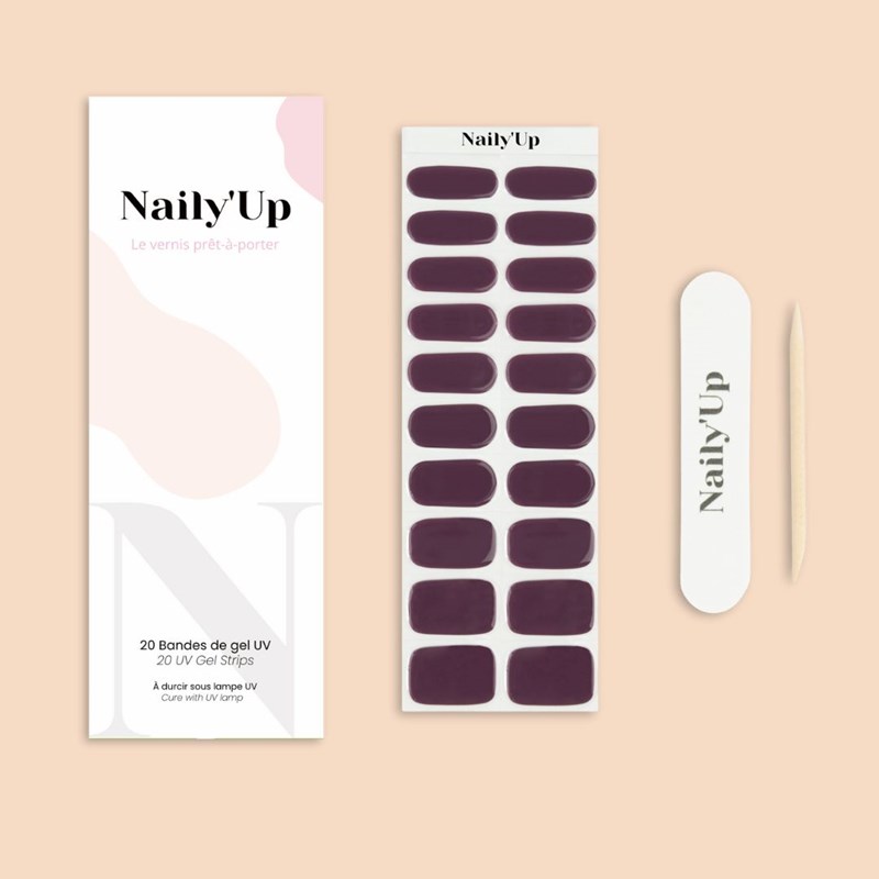 Naily'Up - Stickers ongles en gel aubergine - manucure facile en gel uv