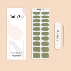 Stickers ongles en gel vert khaki - manucure facile en gel uv Vert olive