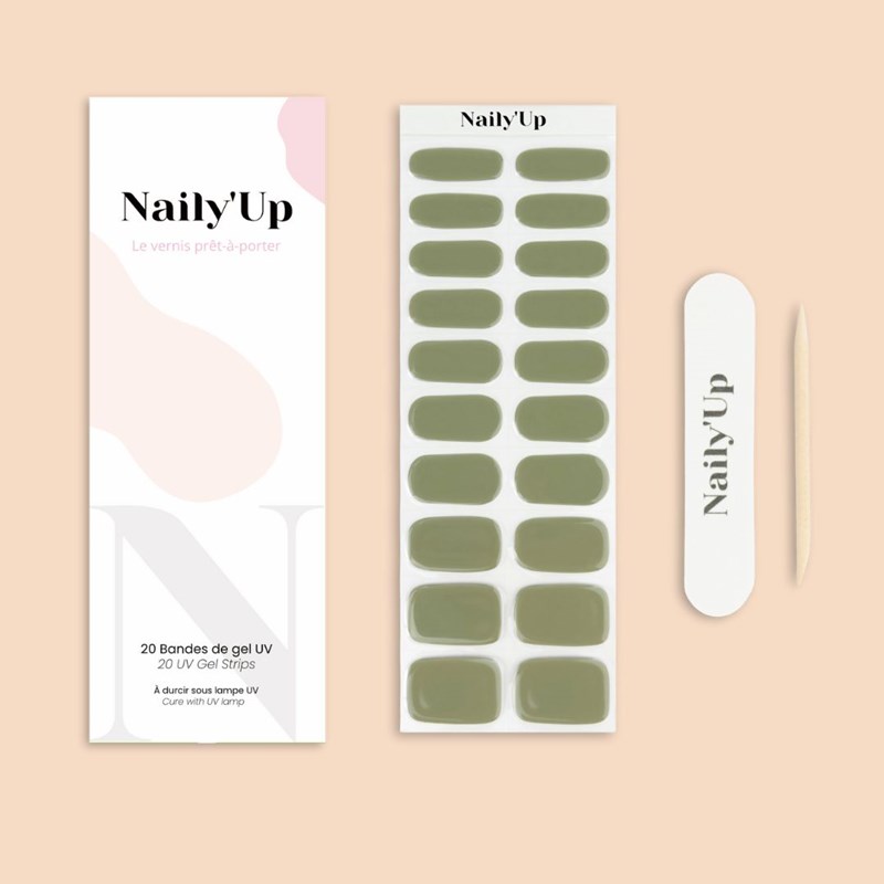 Naily'Up - Stickers ongles en gel vert khaki - manucure facile en gel uv