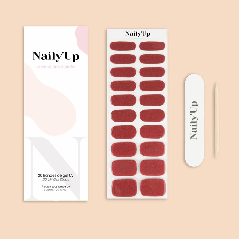 Naily'Up - Stickers ongles en gel red pearl - manucure facile en gel uv