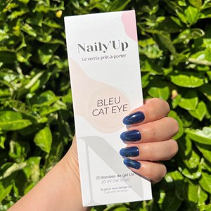 Stickers ongles en gel bleu cat eye - manucure facile en gel uv Bleu