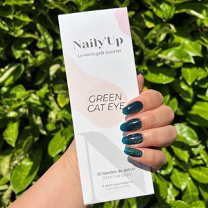Stickers ongles en gel green cat eye - manucure facile en gel uv Vert foncé