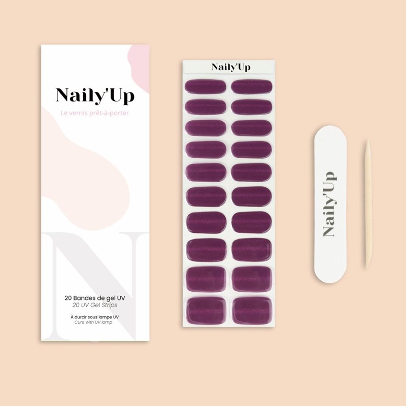 Stickers ongles en gel aubergine cat eye - manucure facile en gel uv