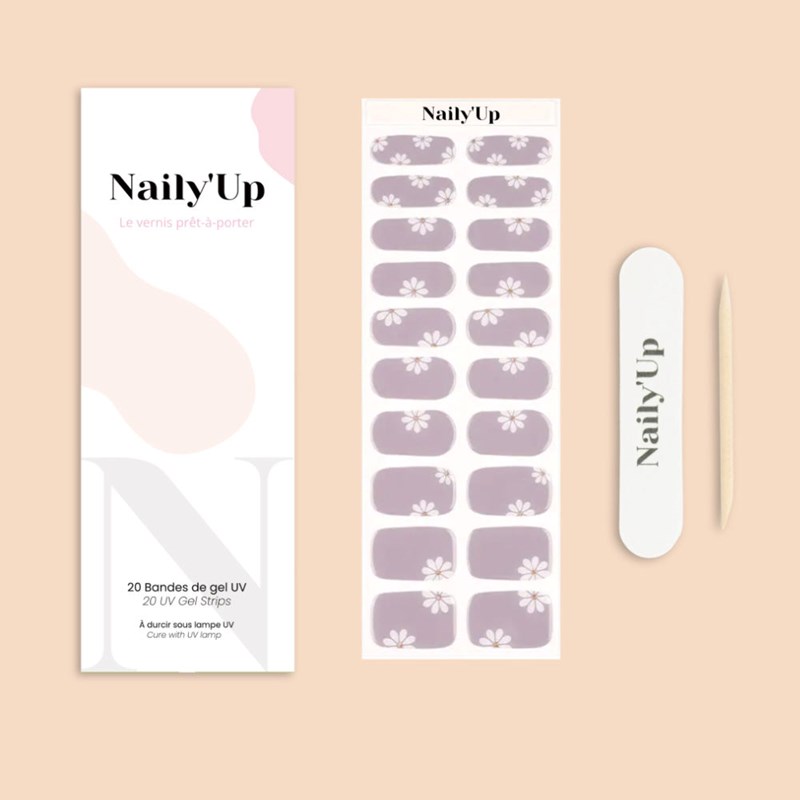 Naily'Up - Stickers ongles en gel lilas fleuri - manucure facile en gel uv