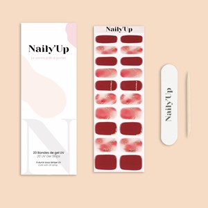 Stickers ongles en gel rouge nude - manucure facile en gel uv Rouge marbré