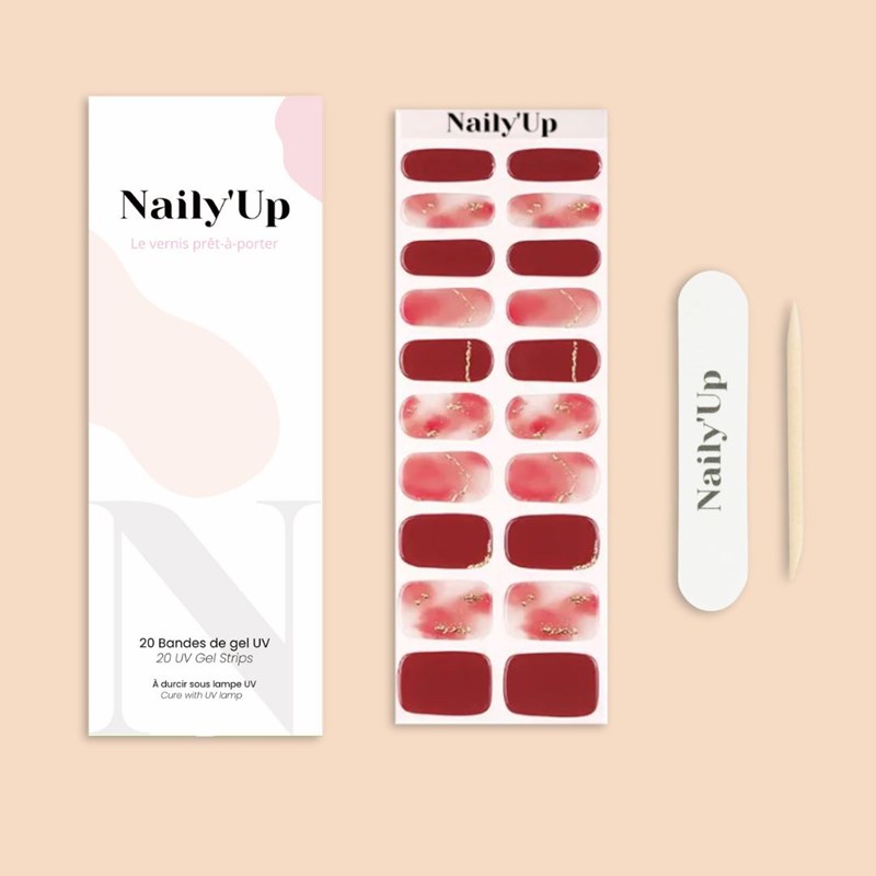 Naily'Up - Stickers ongles en gel rouge nude - manucure facile en gel uv