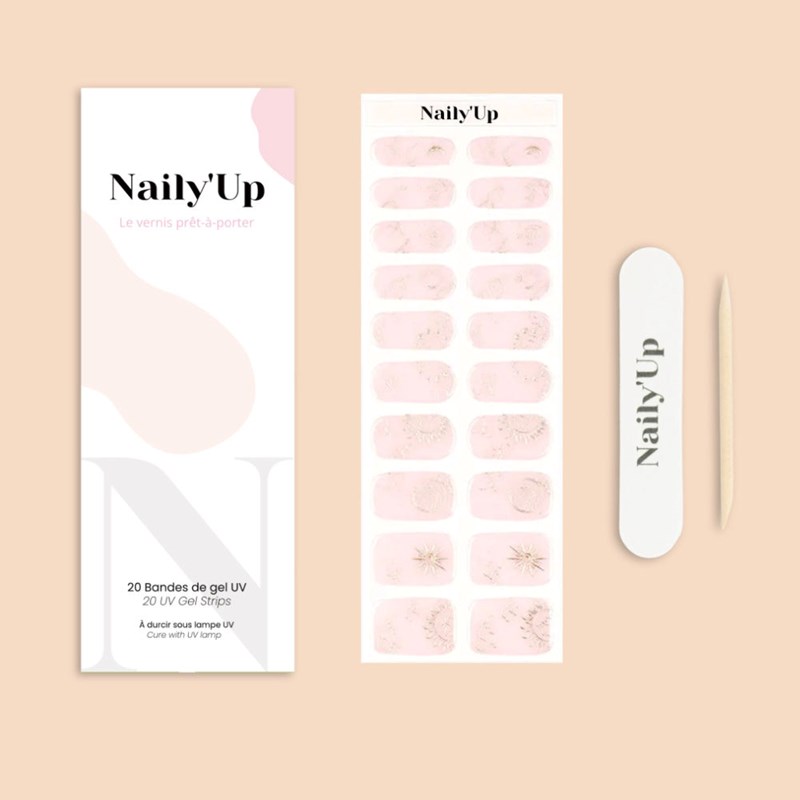 Naily'Up - Stickers ongles en gel nude celeste - manucure facile en gel uv