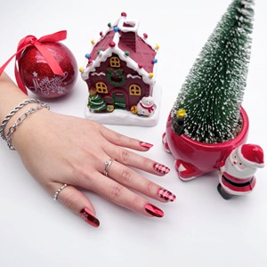 Stickers ongles en gel pull de noël - manucure facile en gel uv Rouge flocons