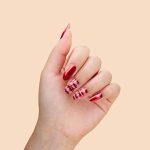 Stickers ongles en gel pull de noël - manucure facile en gel uv Rouge flocons