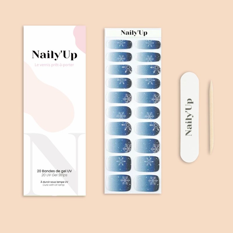 Stickers ongles en gel bleu givré - manucure facile en gel uv