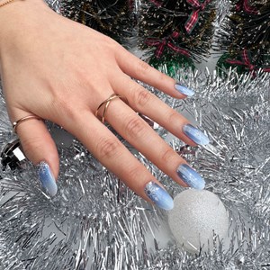 Stickers ongles en gel bleu givré - manucure facile en gel uv Bleu givré
