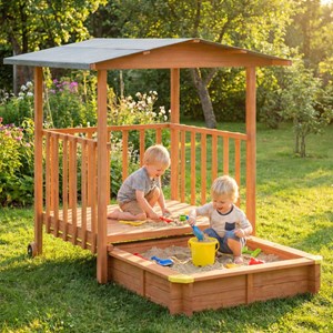 Bac à sable merle 133x127 cm en bois avec toit uv50