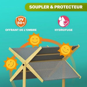 Bac à sable samu 120x120 cm en bois avec toit uv50