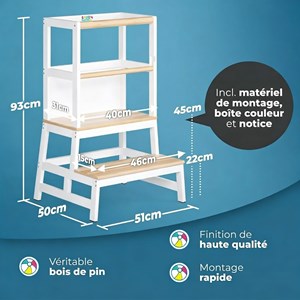 Tour d'apprentissage barn montessori 93 × 51 × 50 cm - naturel