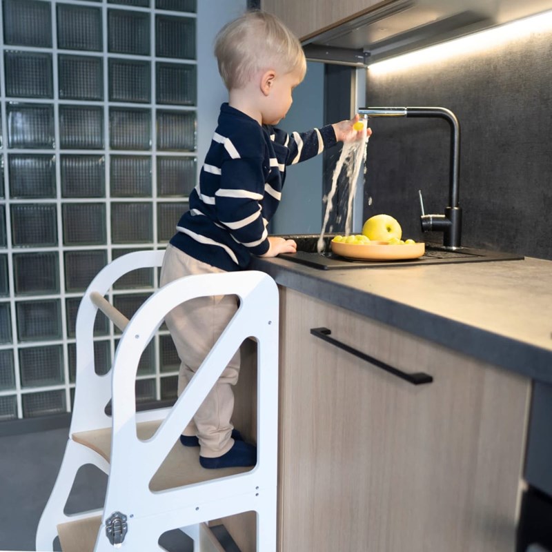 Tour d'apprentissage montessori 2-en-1 securestep - blanc