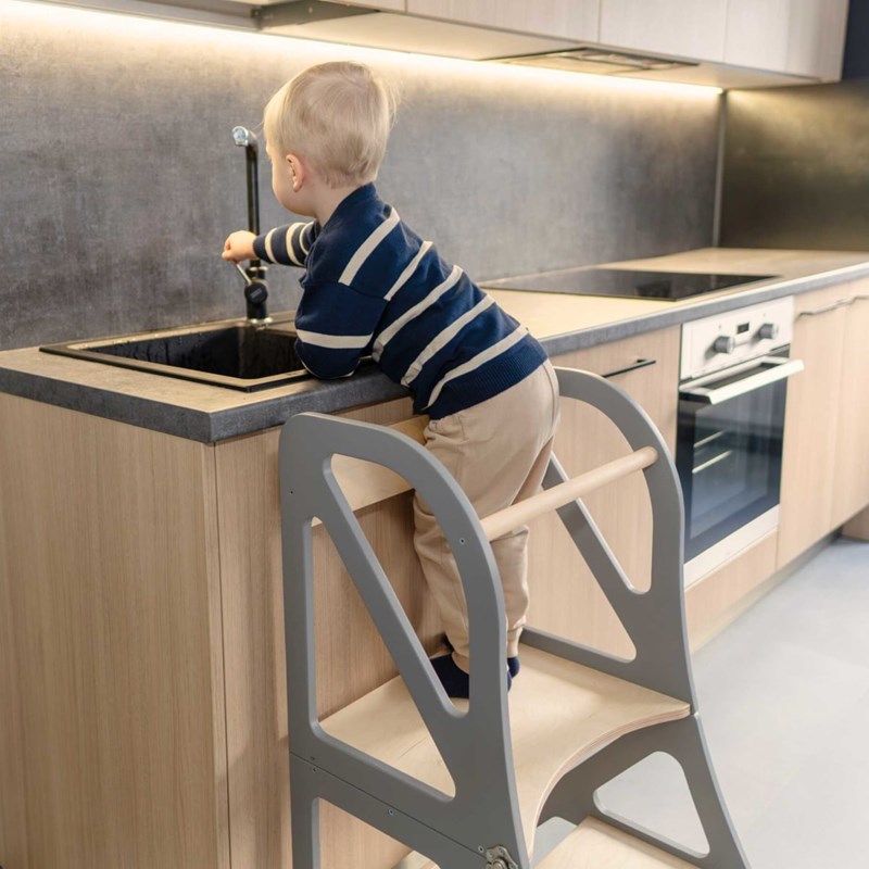 Tour d'apprentissage montessori 2-en-1 securestep - gris