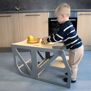 Tour d'apprentissage montessori 2-en-1 securestep - gris