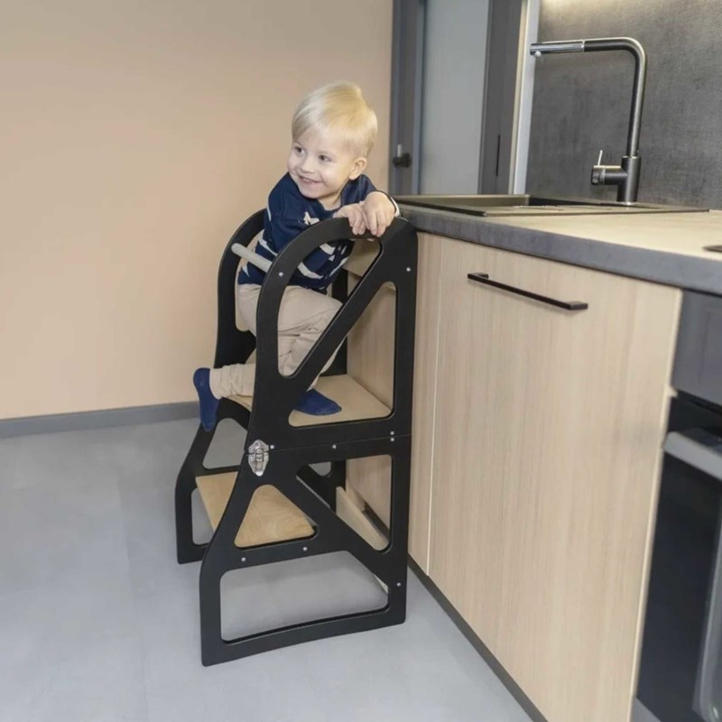 Tour d'apprentissage montessori 2-en-1 securestep - noir